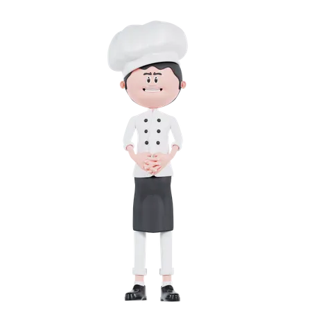 3 D Cartoon Chef Is Standing 3D Illustration