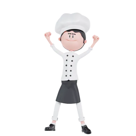 3 D Cartoon Chef Is Standing And Happy 3D Illustration