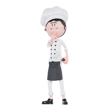 Chef Is Standing And Thingking  3D Illustration