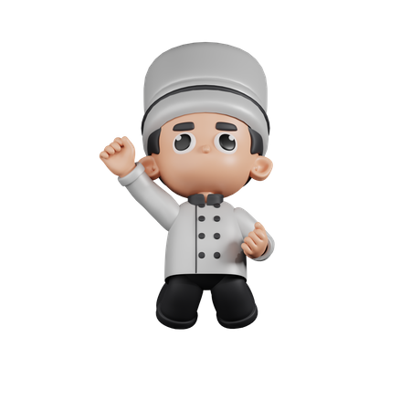 Chef Jumping In The Air  3D Illustration