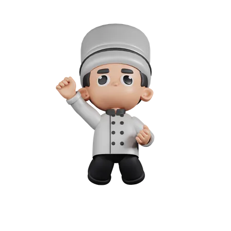 Chef Jumping In The Air  3D Illustration
