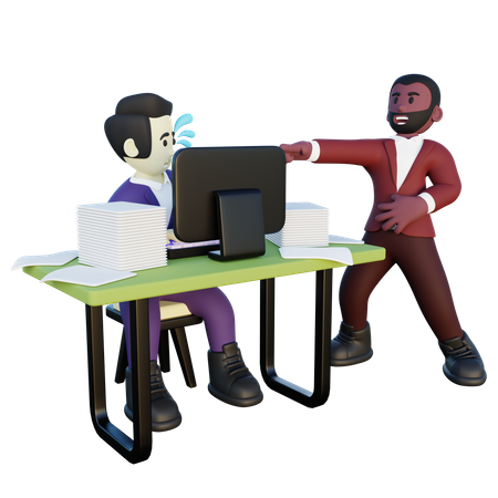 Chef lacht über Mitarbeiter  3D Icon