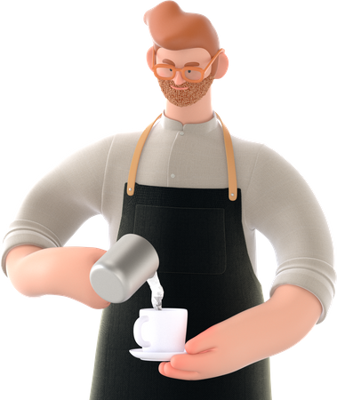 Chef making coffee 3D Illustration
