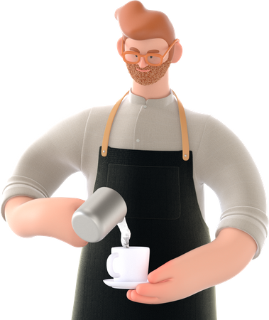 Chef making coffee  3D Icon