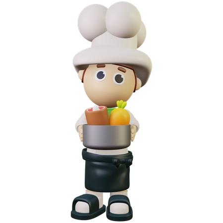 Chef making vegetable recipe 3D Illustration