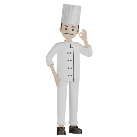 Chef masculino dando gesto ok  3D Illustration