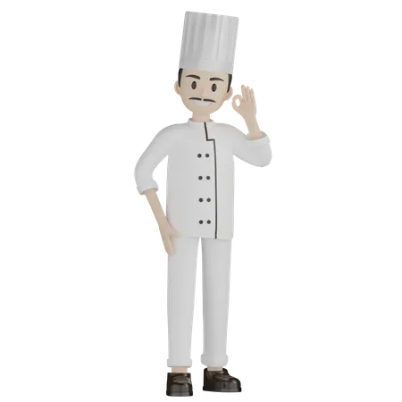 Chef masculino dando gesto ok  3D Illustration