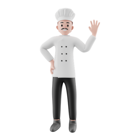 Chef masculino renunciando à mão  3D Illustration