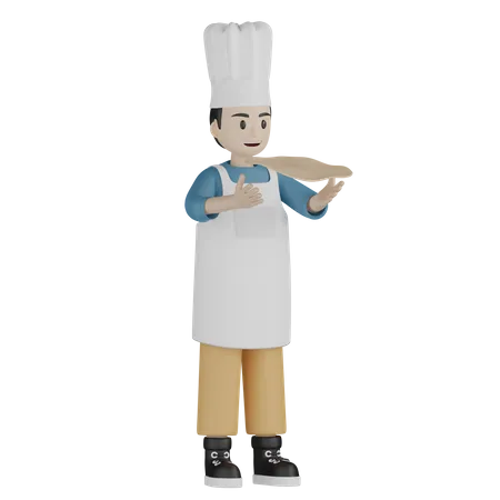 Chef masculino haciendo casa de pan  3D Illustration