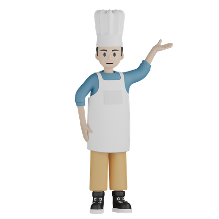 Chef masculino mostrando algo  3D Icon