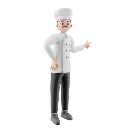 Chef masculino mostrando algo  3D Illustration