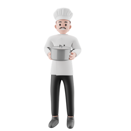 Chef masculino pronto para servir comida  3D Icon