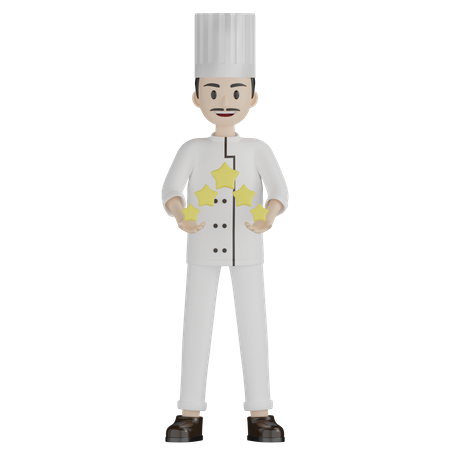 Chef masculino segurando estrelas  3D Illustration