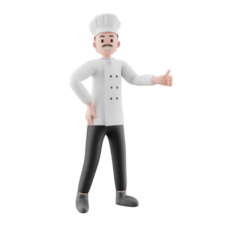 Chef montrant un bon geste alimentaire  3D Illustration