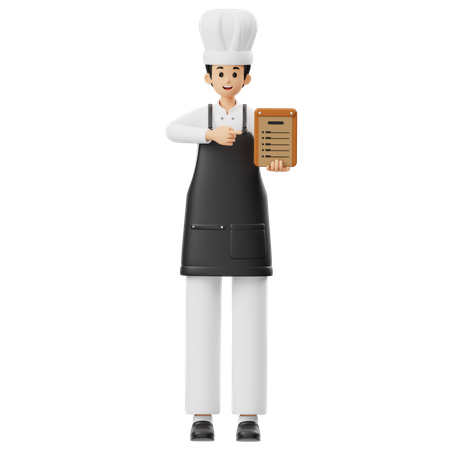 Chef mostra cardápio  3D Icon