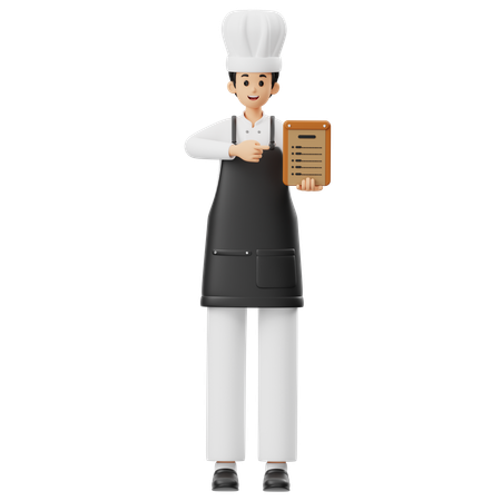 Chef mostra cardápio  3D Illustration