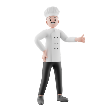 Chef mostrando um bom gesto de comida  3D Illustration