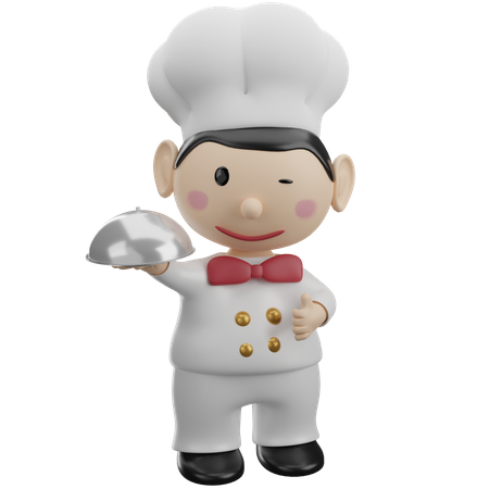 Chef mostrando gesto de buena comida  3D Illustration