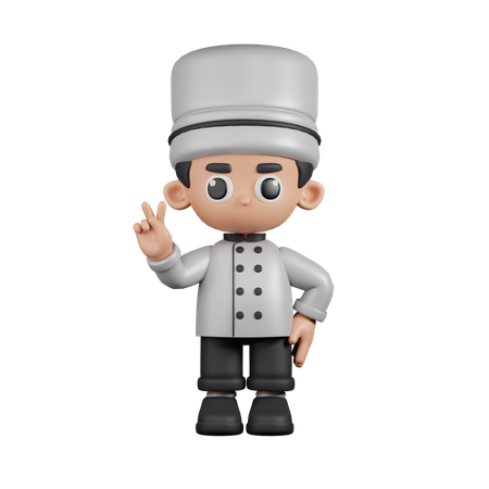 Chef mostrando el signo de la paz  3D Illustration