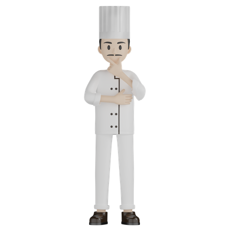 Chef masculino pensando algo  3D Illustration