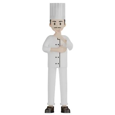 Chef masculino pensando algo  3D Illustration