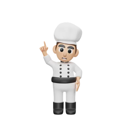 Chef Pointing Finger  3D Illustration
