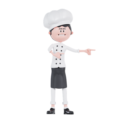 Chef Pointing To Left  3D Illustration