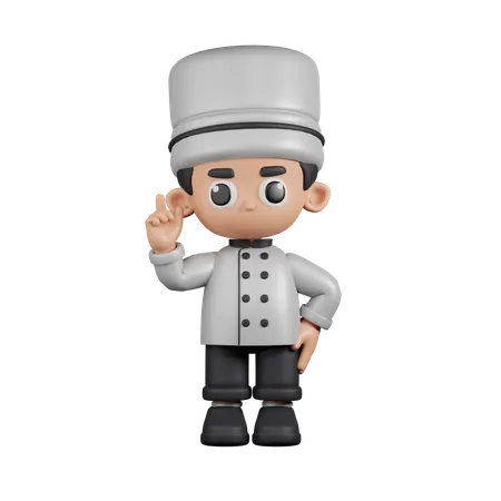 Chef Pointing Up  3D Illustration