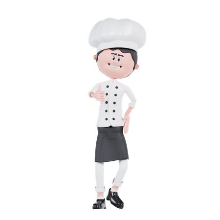 Pose du pouce vers le haut du chef  3D Illustration