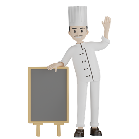 Chef professionnel avec conseil de restaurant  3D Illustration