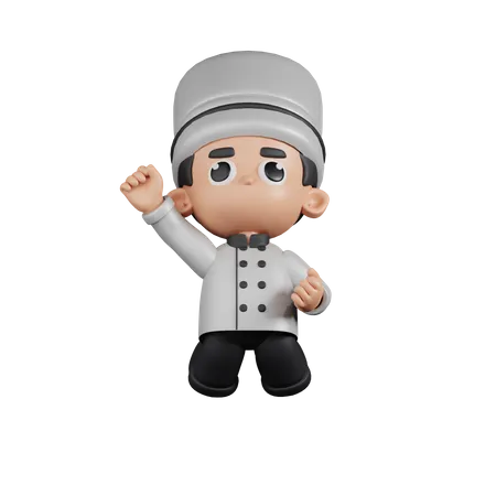 Chef pulando no ar  3D Illustration