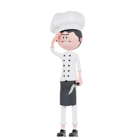 Chef pose respeitosamente  3D Illustration