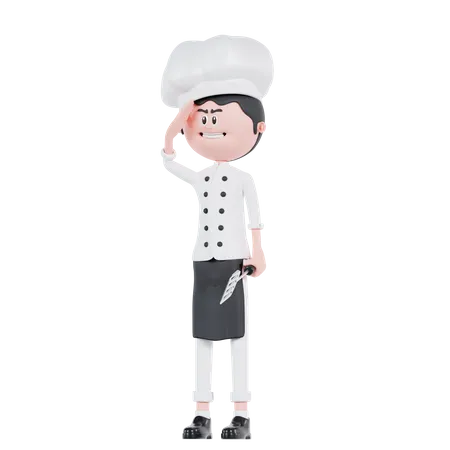 Chef posando respetuosamente  3D Illustration