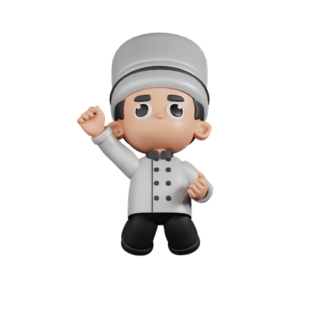 Chef saltando en el aire  3D Illustration