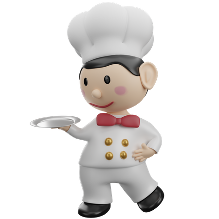 Chef segurando a bandeja  3D Icon