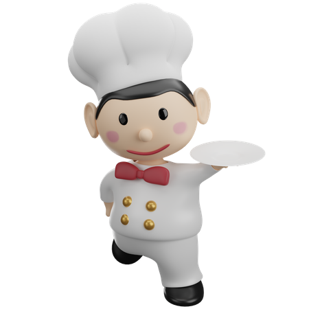 Chef segurando o prato  3D Icon