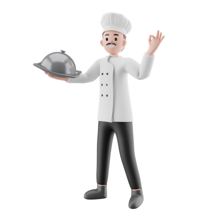 Chef segurando o prato  3D Icon
