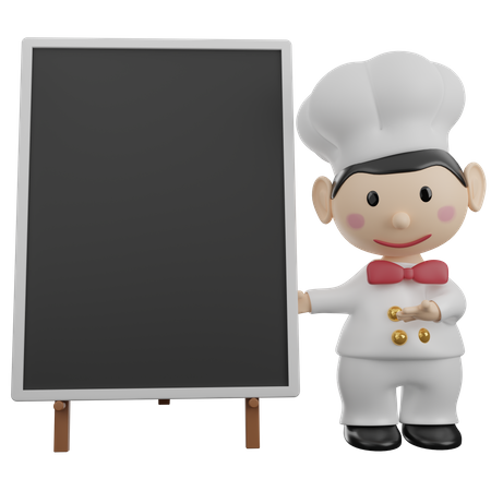 Chef showing menu board  3D Illustration