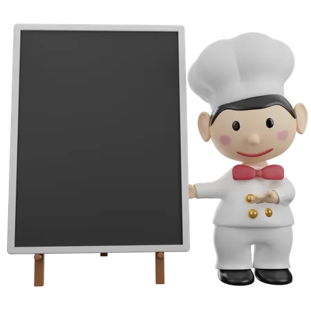 Chef With Board For Menu 3 D Illustration 3D Illustration