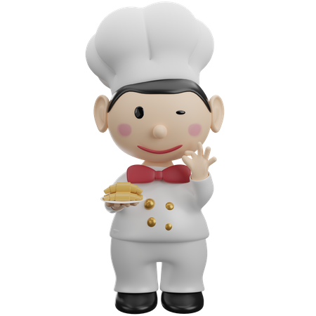 Chef showing nice food gesture  3D Illustration