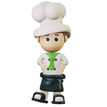 Chef standing and waiting for customers  3D Illustration