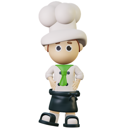 Chef standing and waiting for customers 3D Illustration