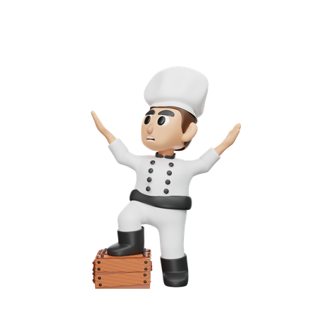 Chef Standing On Box  3D Icon