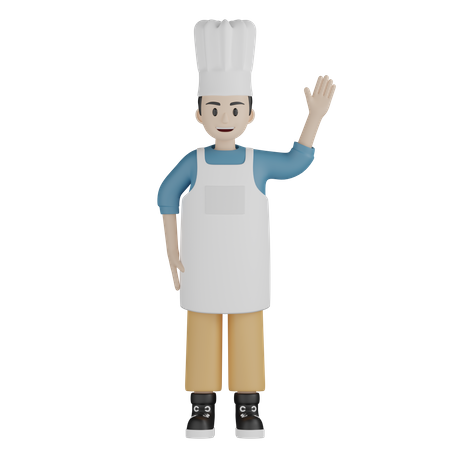 Chef standing while waving hand  3D Icon