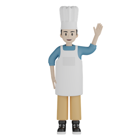 Chef standing while waving hand 3D Illustration