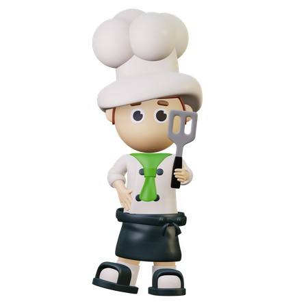 Chef tenant une spatule  3D Illustration