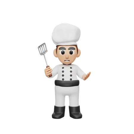 Chef tenant une spatule  3D Illustration