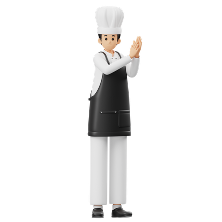 Chef The Kind Clapped His Hands  3D Illustration