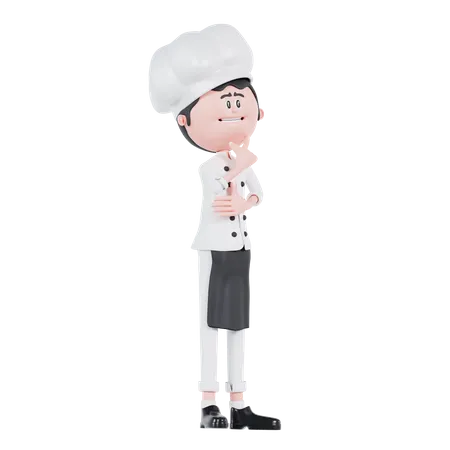 3 D Cartoon Chef Thingking Pose 3D Illustration