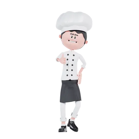 3 D Cartoon Chef Thumb Up Pose 3D Illustration